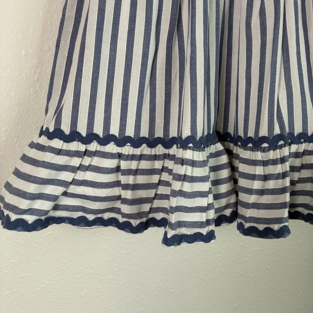 Tahari Kids Dress Girls 5 Blue White Stripe Anchor Button Nautical Summer Spring